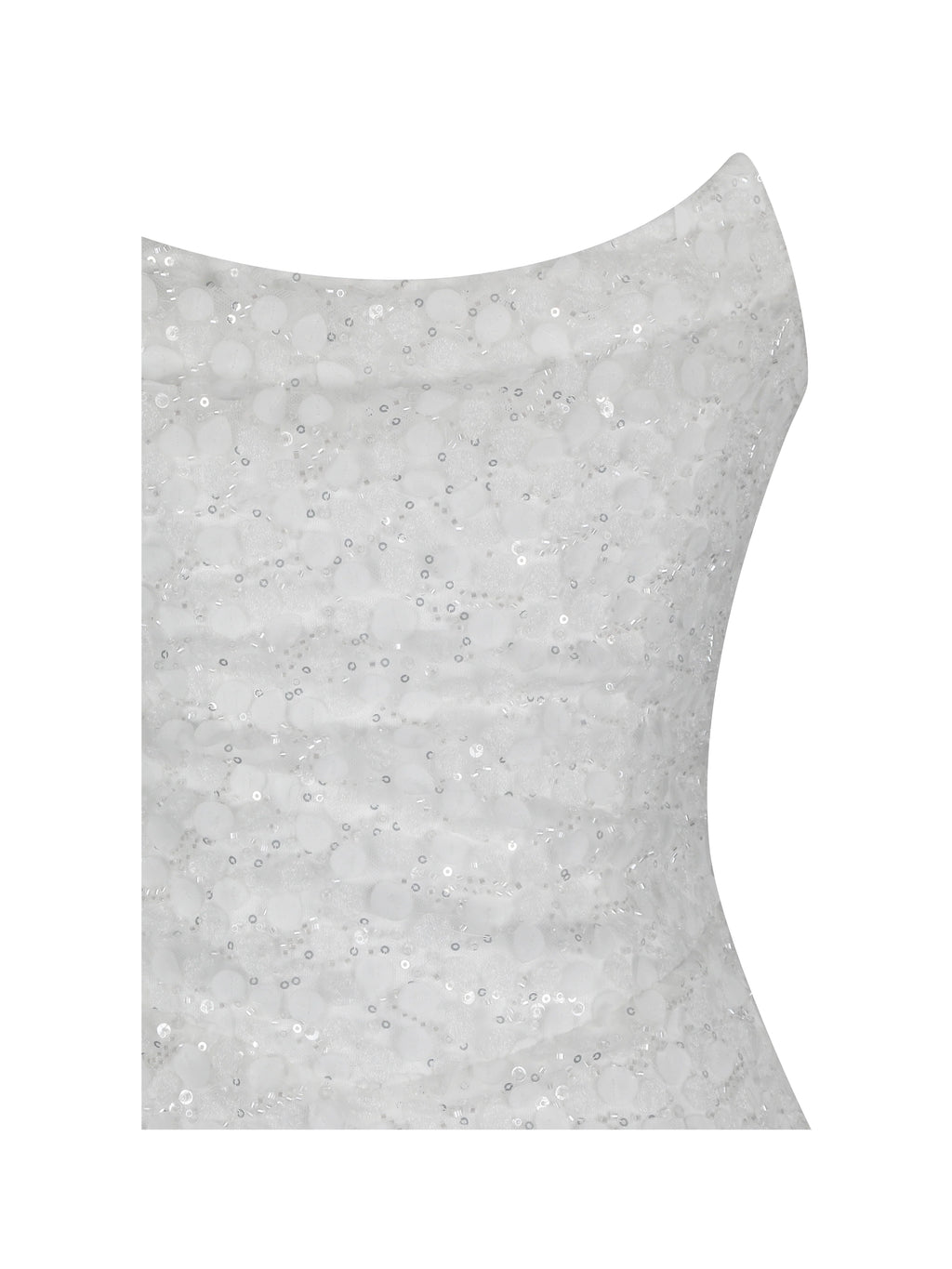 Myra White Beaded Mesh Strapless Wedding Dress
