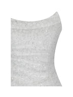 Myra White Beaded Mesh Strapless Wedding Dress
