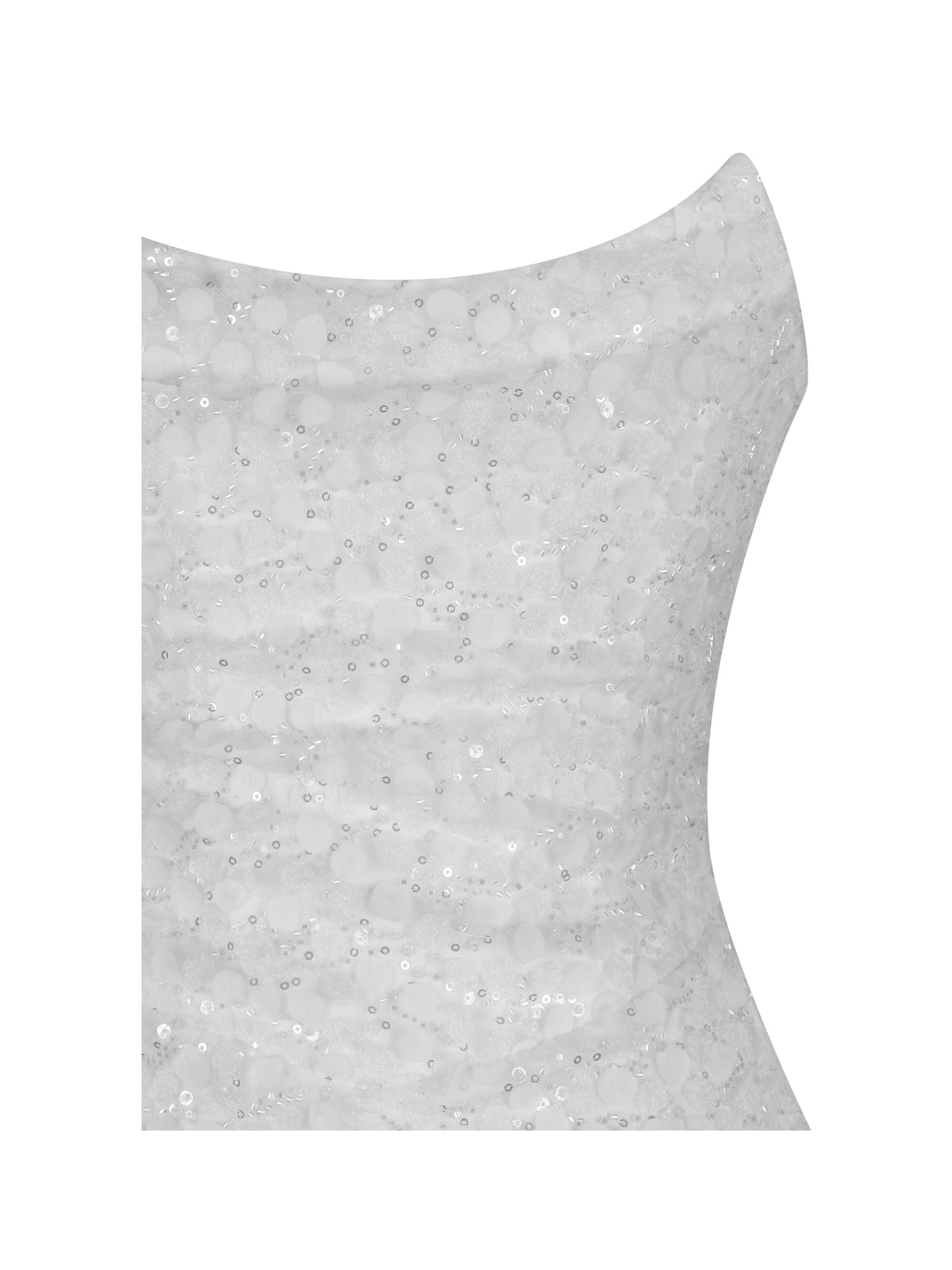 Myra White Beaded Mesh Strapless Wedding Dress