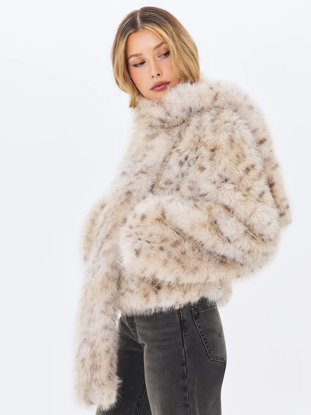 Margot Faux Cheetah Fur Jacket with Pockets