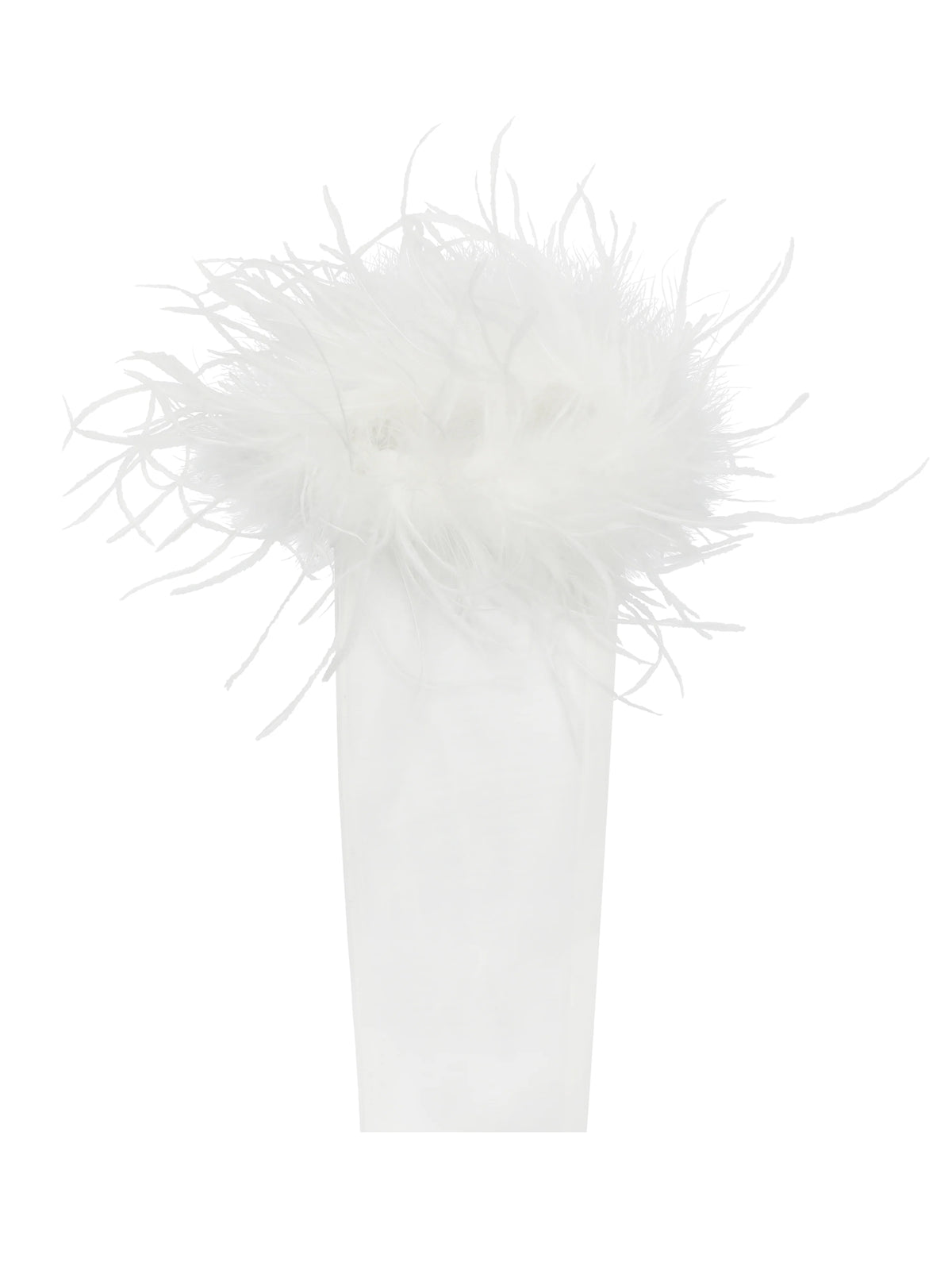 Quinn White Feather Trimmed Opera Length Gloves