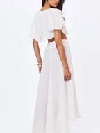 Yanna White Chiffon High Low Maxi Skirt