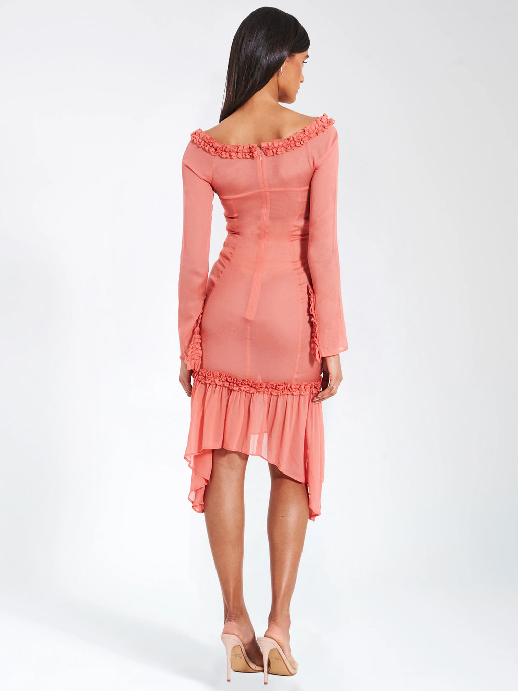 Fiorella Rosy Mauve Satin Rayon Midi Dress Archive Sale