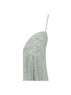 Wallie Mint Rhinestone Embellished Mesh Backless Gown