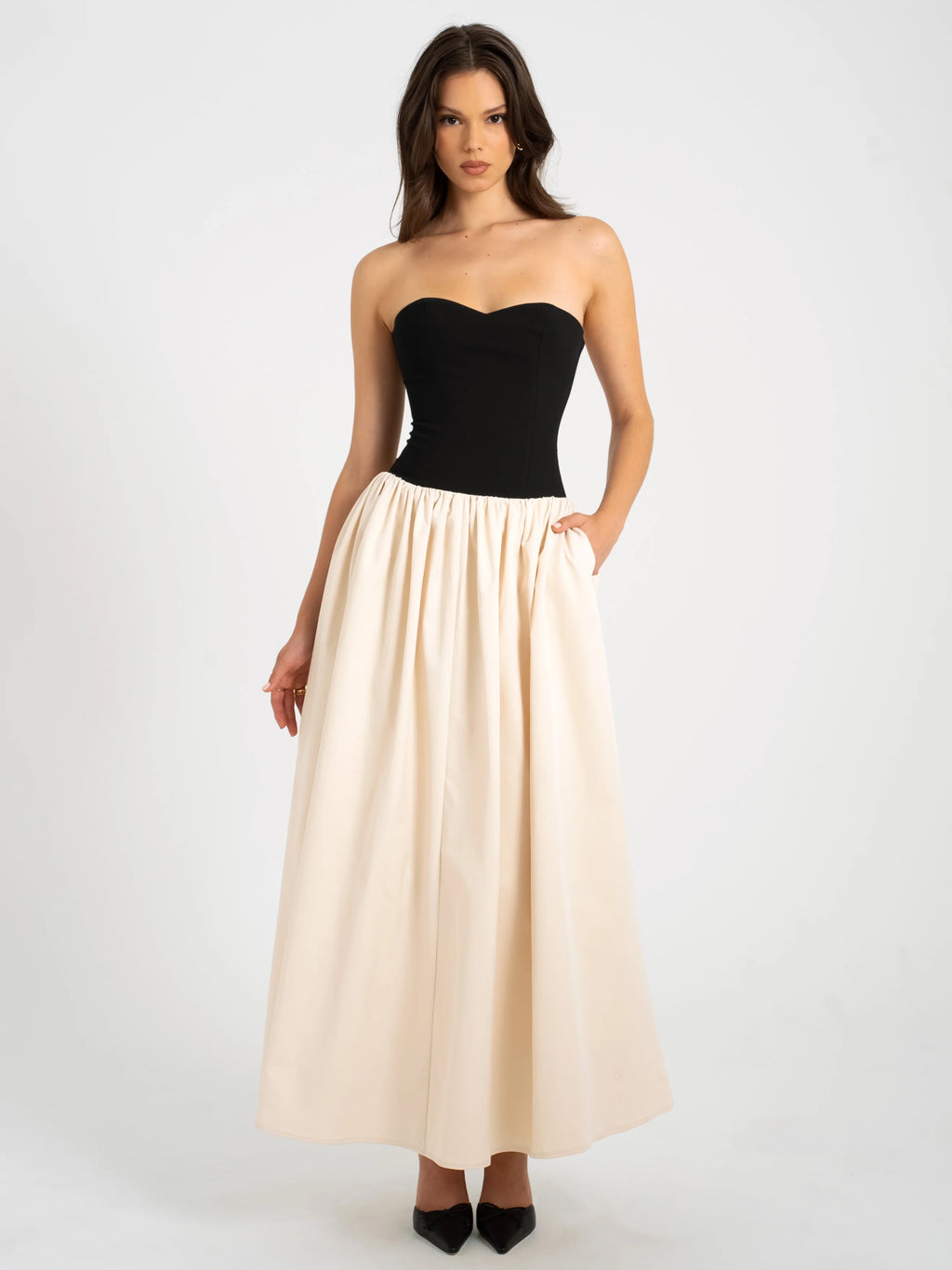 Sana Sweetheart Lace up Back Drop Waist Maxi Dress Archive Sale