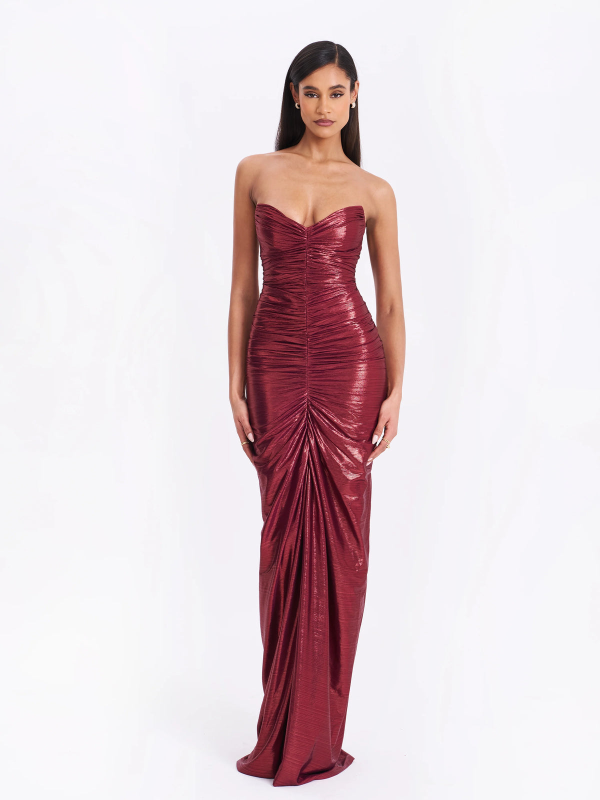 Sable Ruched Burgundy Glitter Mermaid Gown – Maymolly