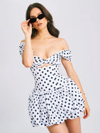 Umika Polka Dot Cotton Poplin Bubble Hem Mini Dress