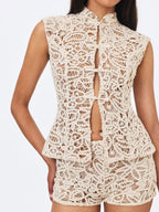 Rosanne Cream Cotton Crochet Shorts