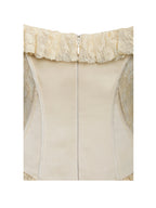 Ersilia Pale Yellow Satin Lace Peplum Corset Off Shoulder Maxi Dress