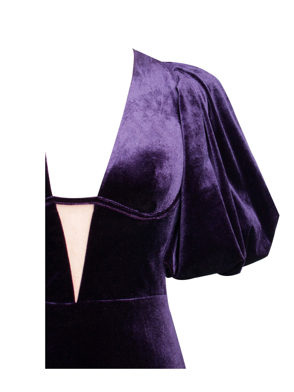 Coraline Purple Velvet Bubble Sleeve Backless Maxi Dress Archive Sale