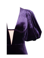 Coraline Purple Velvet Bubble Sleeve Backless Maxi Dress Archive Sale