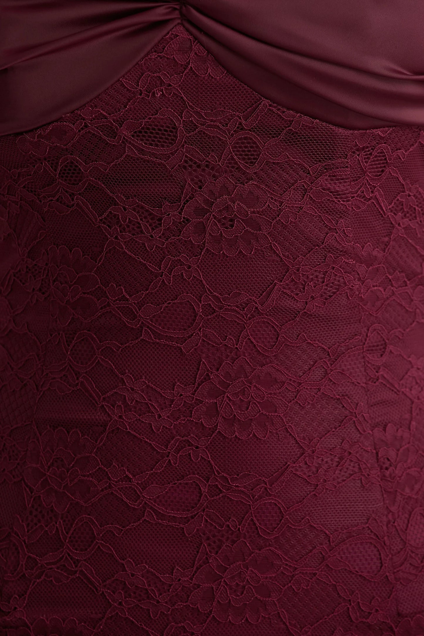 Juana Burgundy Lace And Satin Sweetheart Neck Satin Maxi Dress