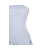 Qianna Baby Blue Peplum Drop Waist Chiffon Gown