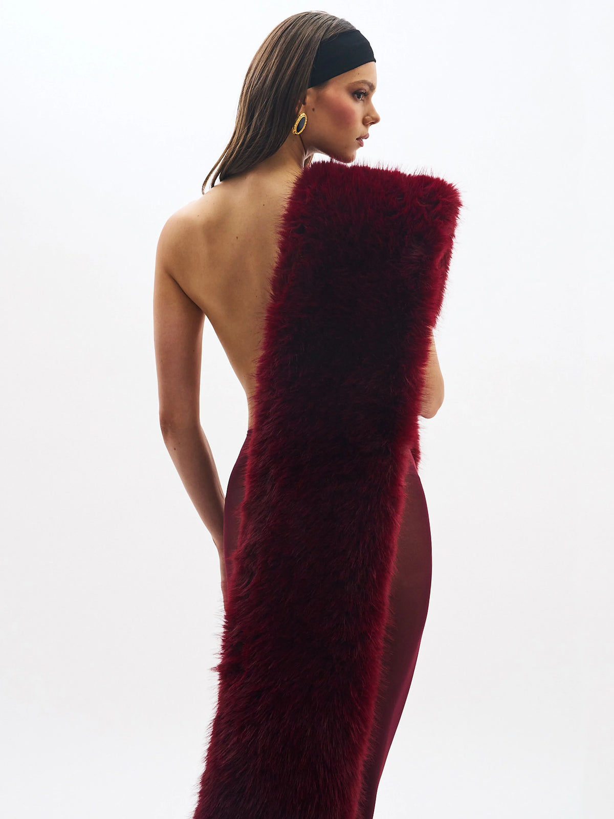 Jazmin Burgundy Multi wear Faux Fur Scarf