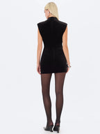 Vienna Black Velvet Mock Neck Mini Dress
