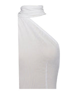 Olena White Burnout Velvet Animal Print Mesh Halter Neck Maxi Dress