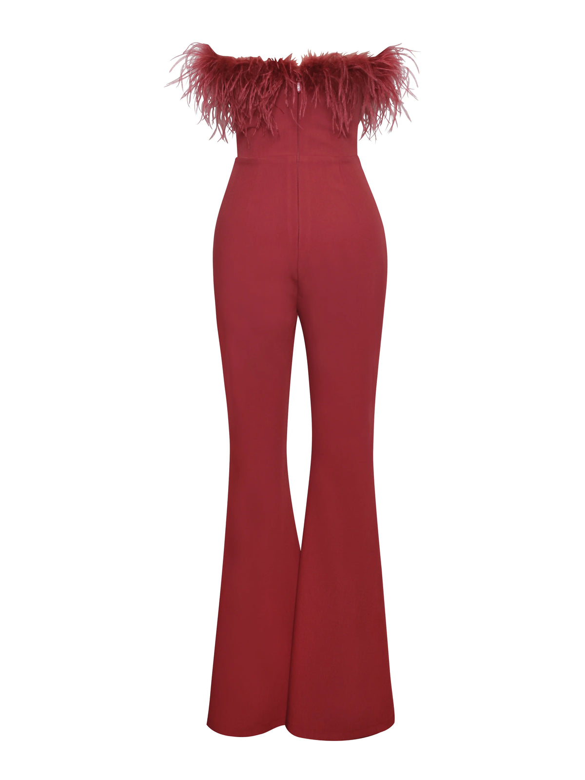 Kylan Burgundy Feather Jumpsuit Archive Sale