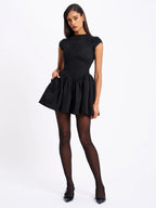 Jacqueline Backless Black Mini Puffy Suede Dress Archive Sale