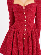 Tae Red Tweed Long Sleeve Drop Waist Mini Dress Archive Sale