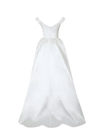 Unna White Satin Bardot Cowl Wedding Gown