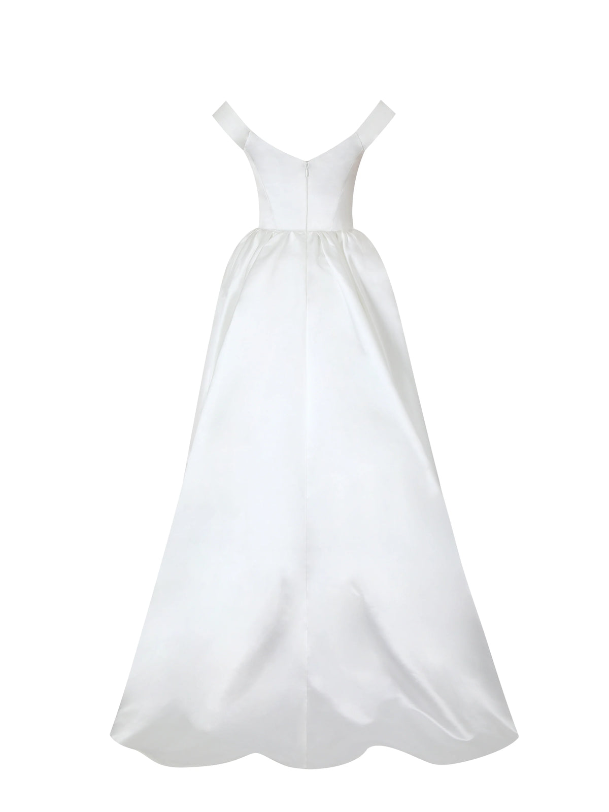 Unna White Satin Bardot Cowl Wedding Gown
