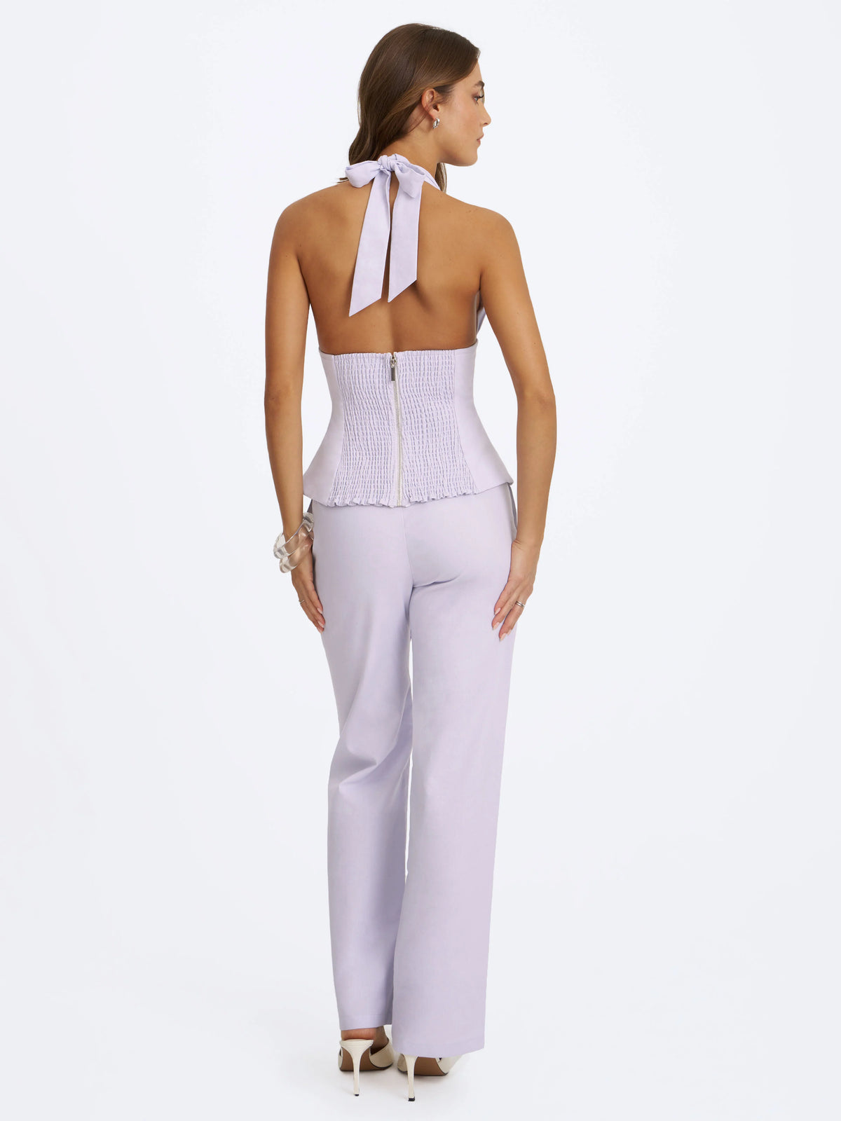 Laureen Lavender Linen Straight Pants