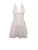 Quintana Jacquard Textured Slit Halter Mini Dress Archive Sale