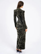 Willow Green Glossy Velvet High Slit Blazer Gown Archive Sale