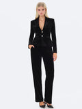 Ronnie Low Waisted Straight Leg Black Velvet Pants