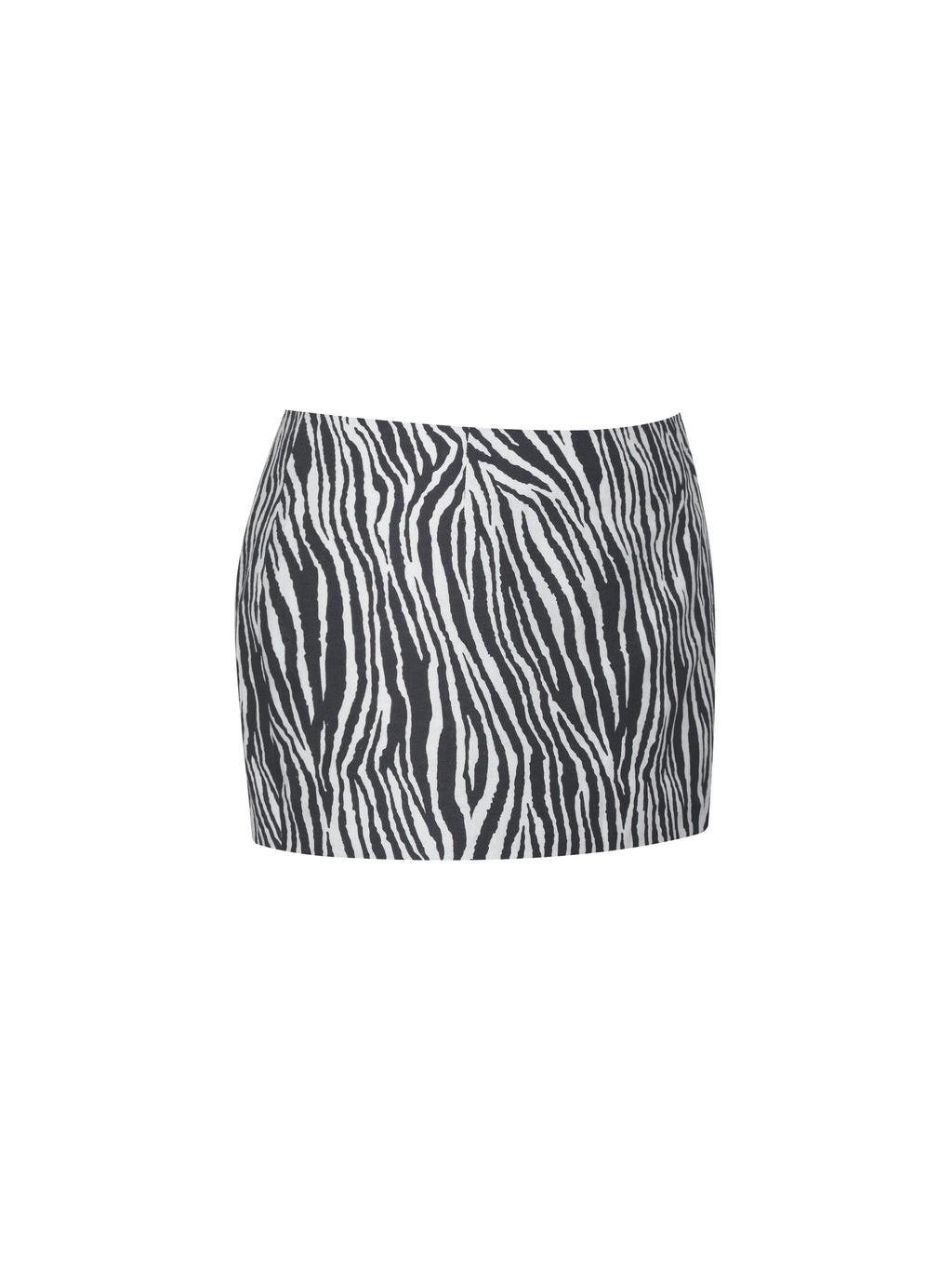 Petrine Zebra Linen Print Low Waisted Mini Skirt