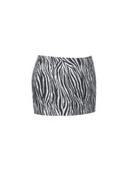 Petrine Zebra Linen Print Low Waisted Mini Skirt