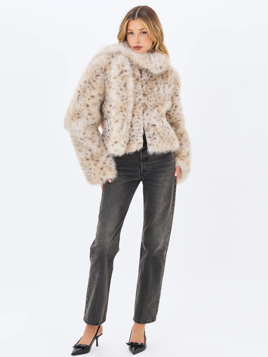 Margot Faux Cheetah Fur Jacket with Pockets