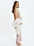 Jazmin White Multi wear Faux Fur Scarf