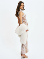 Jazmin White Multi wear Faux Fur Scarf