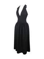 Delaney Black Lapel Halter Midi A Line Dress
