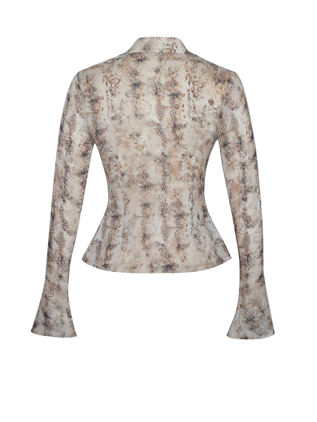 Umara Tan Reptile Print Chiffon Tie Front Top