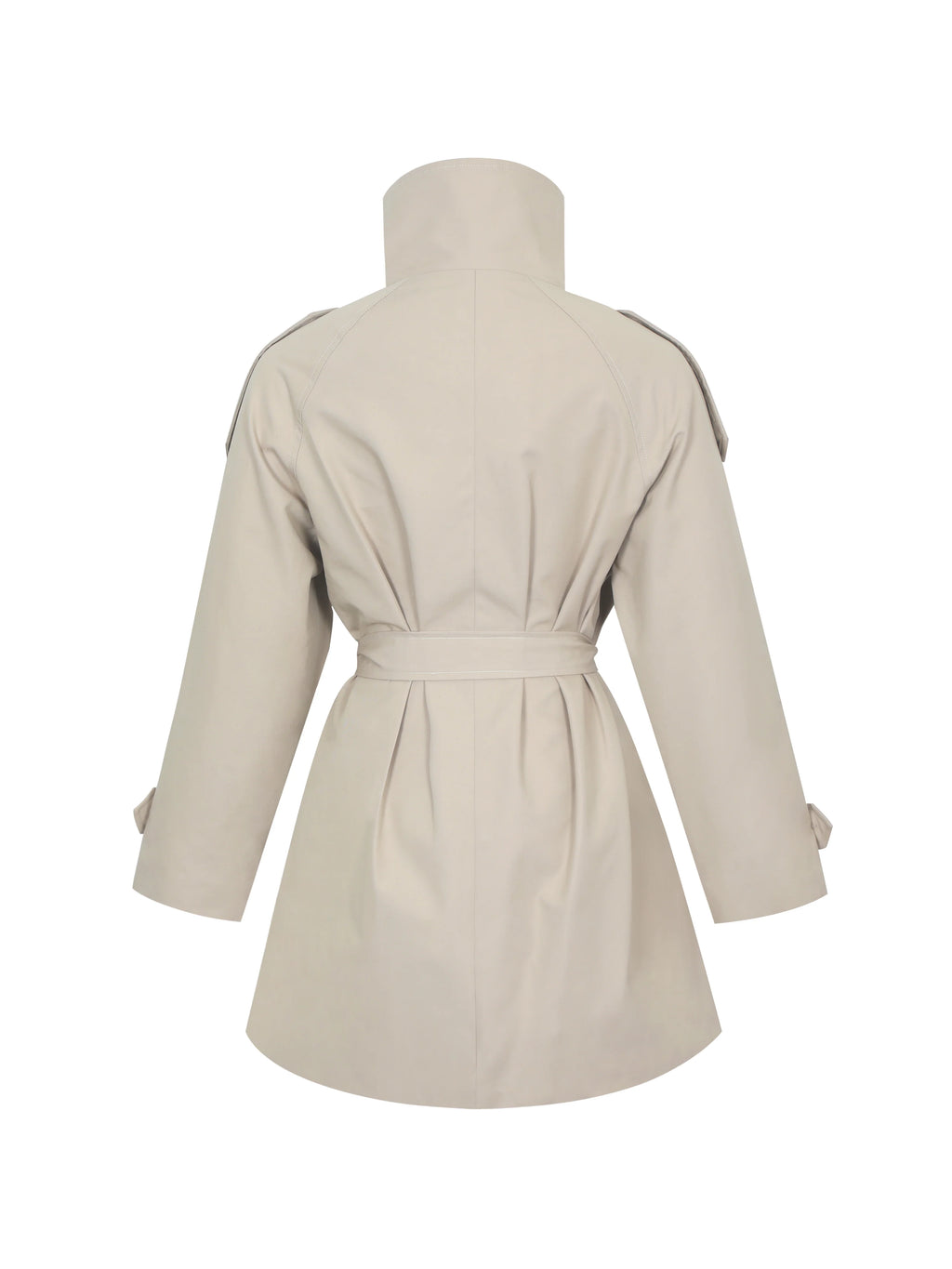 Vanetta Tan High Collar Double Breasted Trench Mini Coat