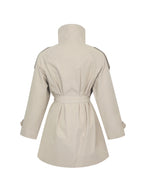 Vanetta Tan High Collar Double Breasted Trench Mini Coat