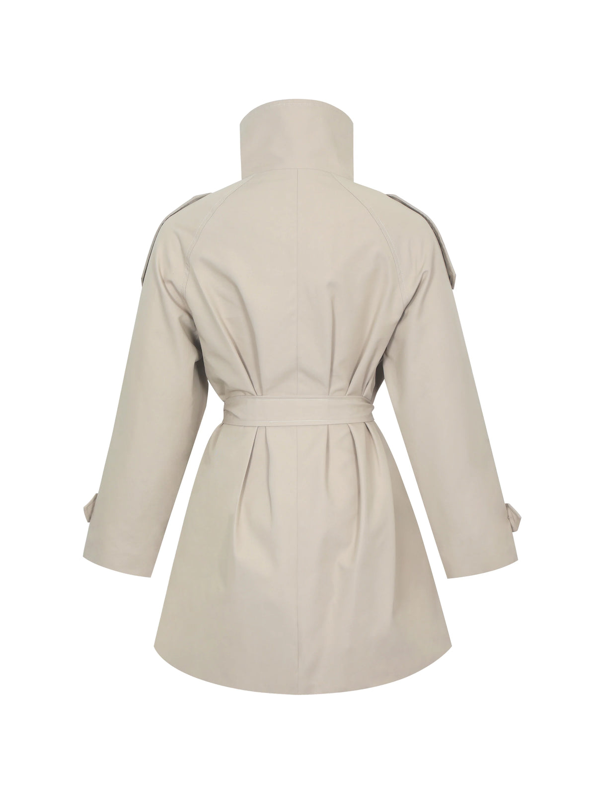 Vanetta Tan High Collar Double Breasted Trench Mini Coat