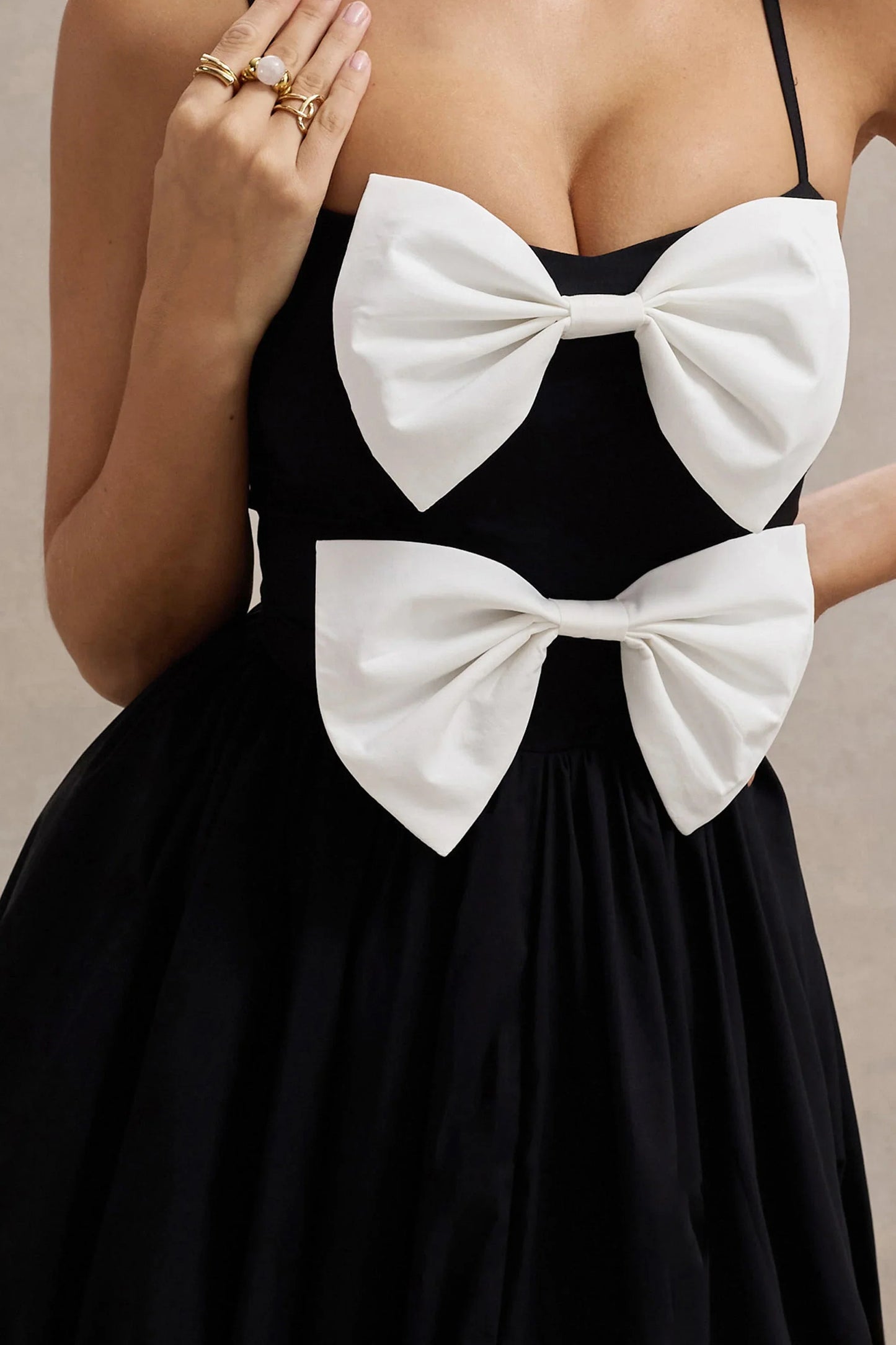Loved Up Black Strappy Pleated Maxi Dress With Bows