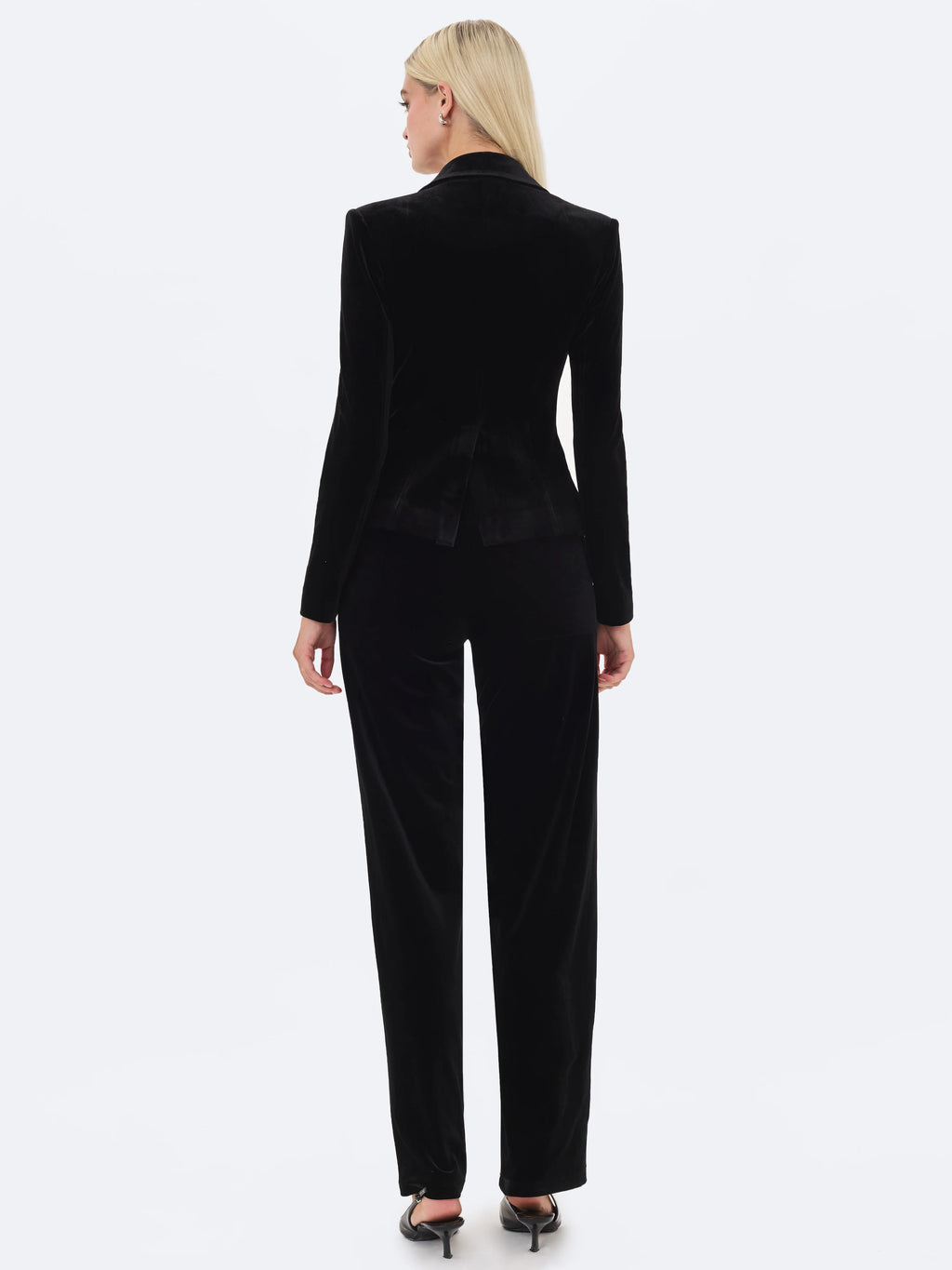 Ronnie Low Waisted Straight Leg Black Velvet Pants