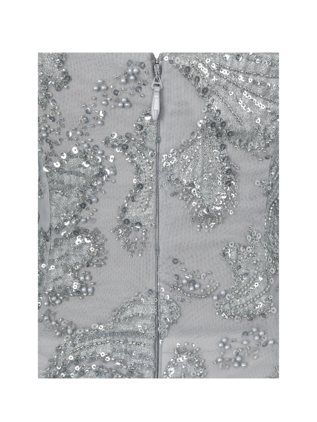 Olisa Silver Beaded Peplum Tassel Maxi Dress