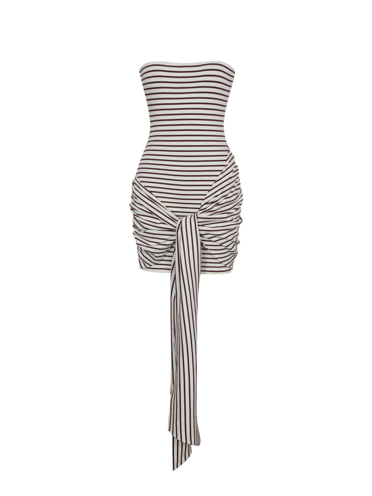 Tommie Ivory Burgundy Lyocell Jersey Tie Strap Mini Dress
