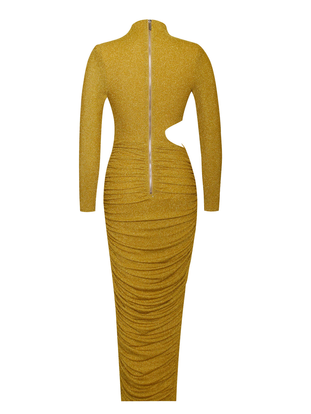 Payson Gold Long Sleeve Metallic Jersey Cutout Dress Archive Sale