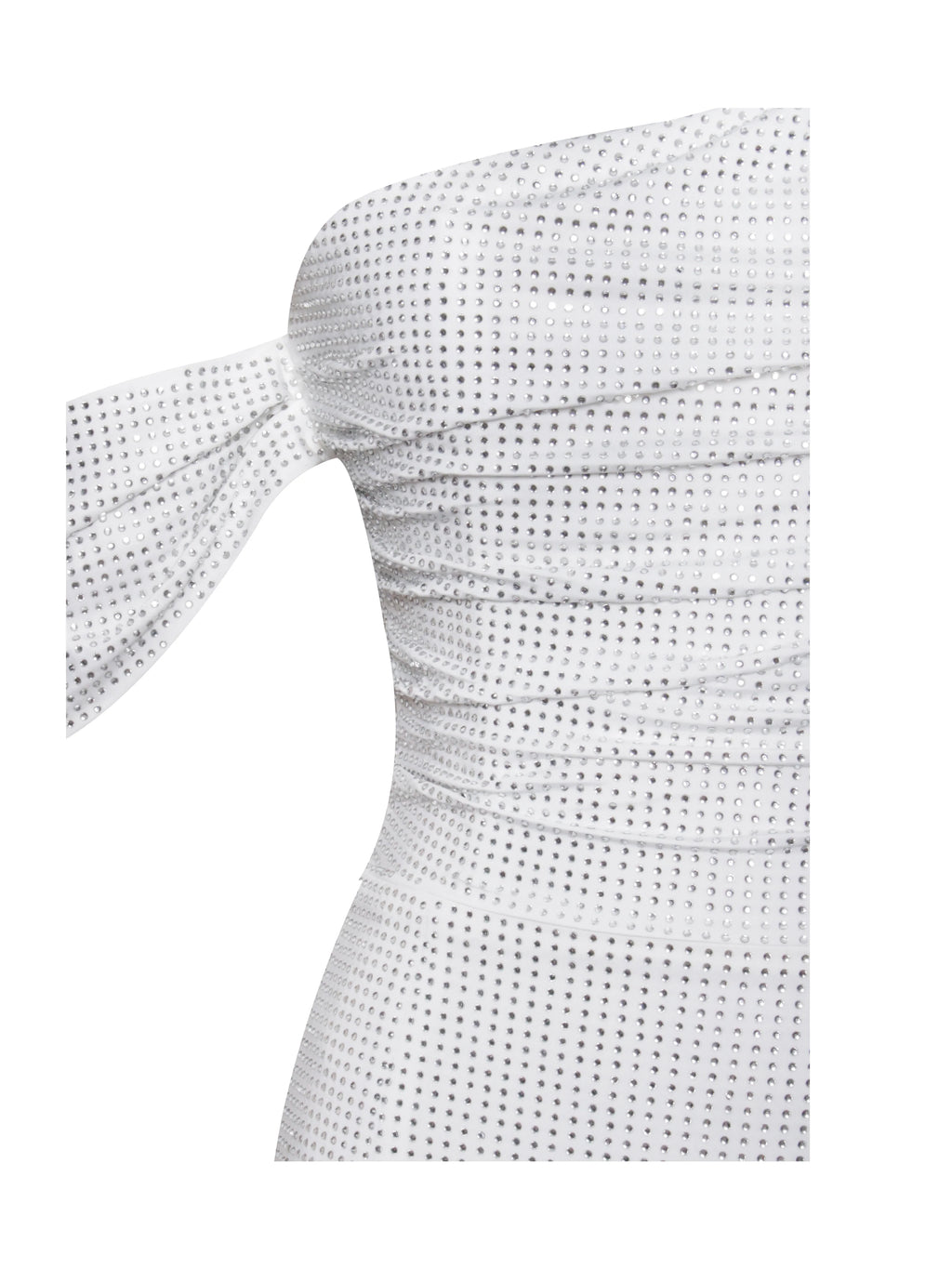 Paget White Mesh Rhinestone Embellished High Slit Gown Archive Sale
