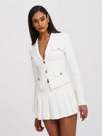 Oaklyn White Pleated Mini Skort