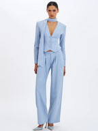 Reva Sky Blue Pinstripe Single Pleat Pants