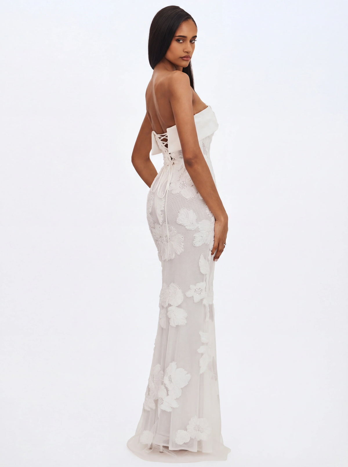 Raphaela White Floral Strapless Mermaid Wedding Dress