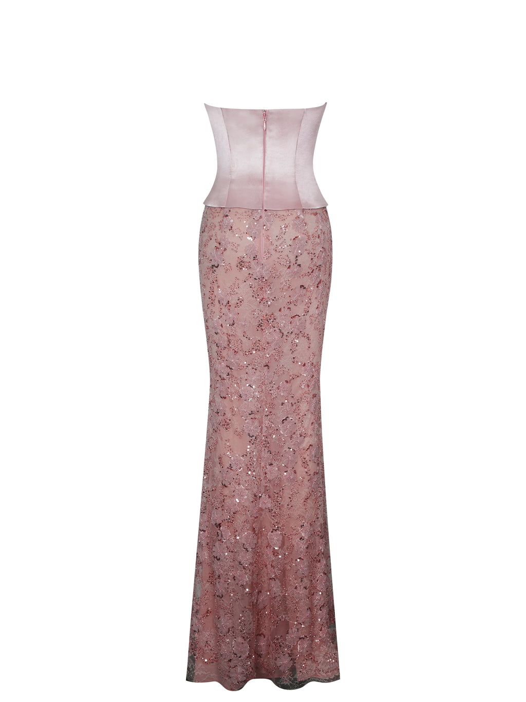 Uliya Rosy Pink Strapless Mermaid Peplum Maxi Dress