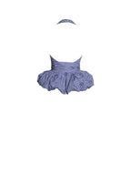 Ilene Blue Gingham Cotton Bubble Hem Halter Top